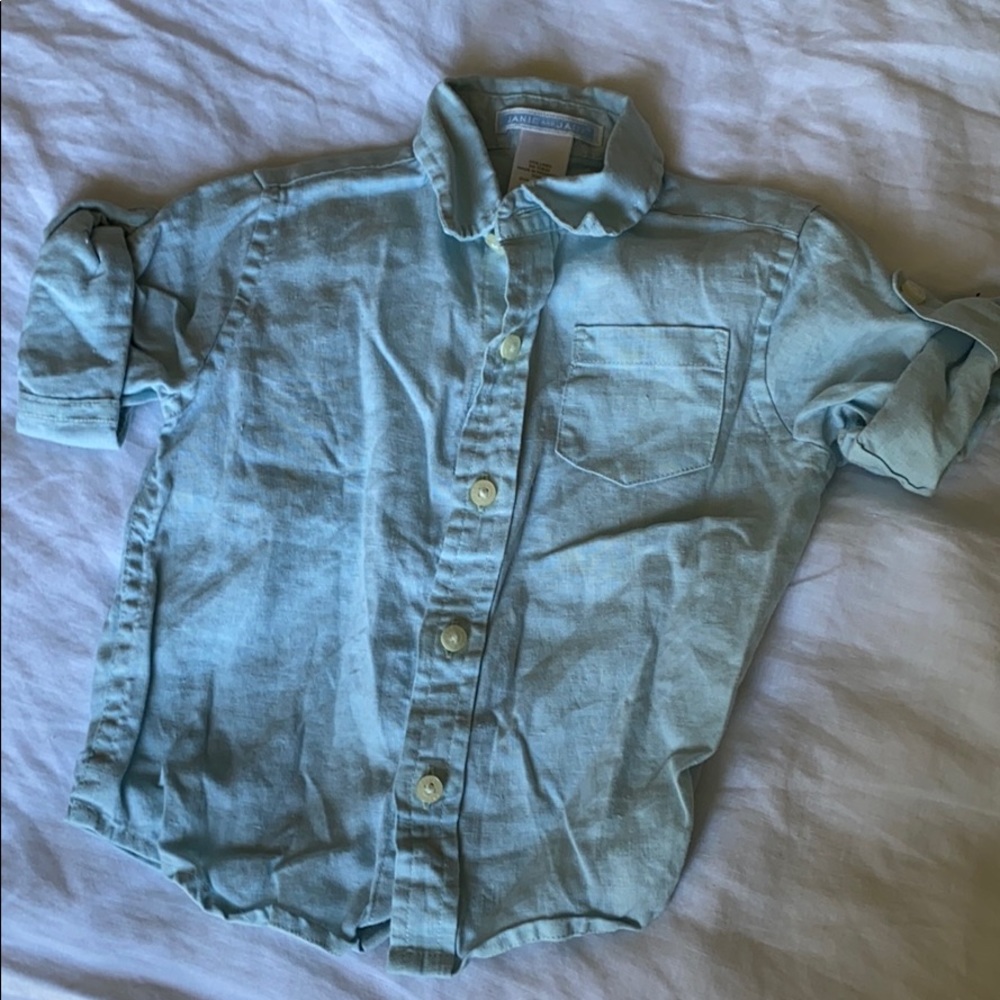 Linen button down blue shirt